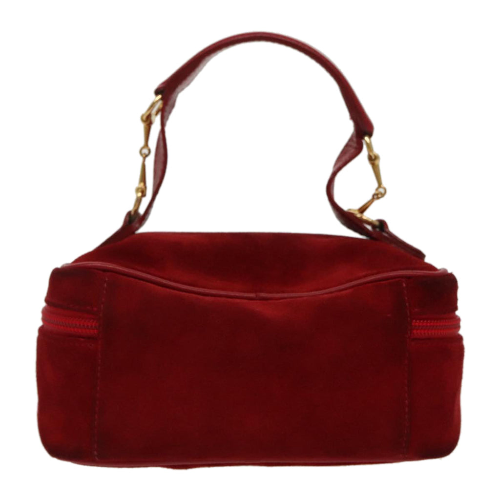 GUCCI Vanity Pouch Suede Red Gold mr635