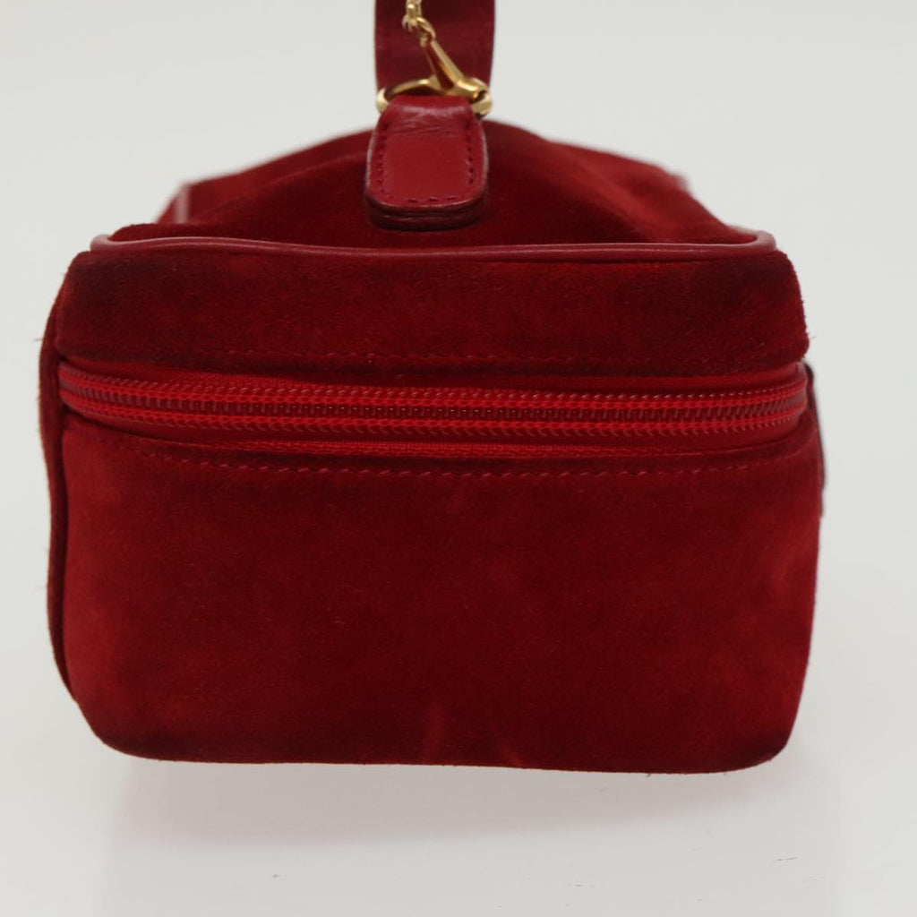 GUCCI Vanity Pouch Suede Red Gold mr635