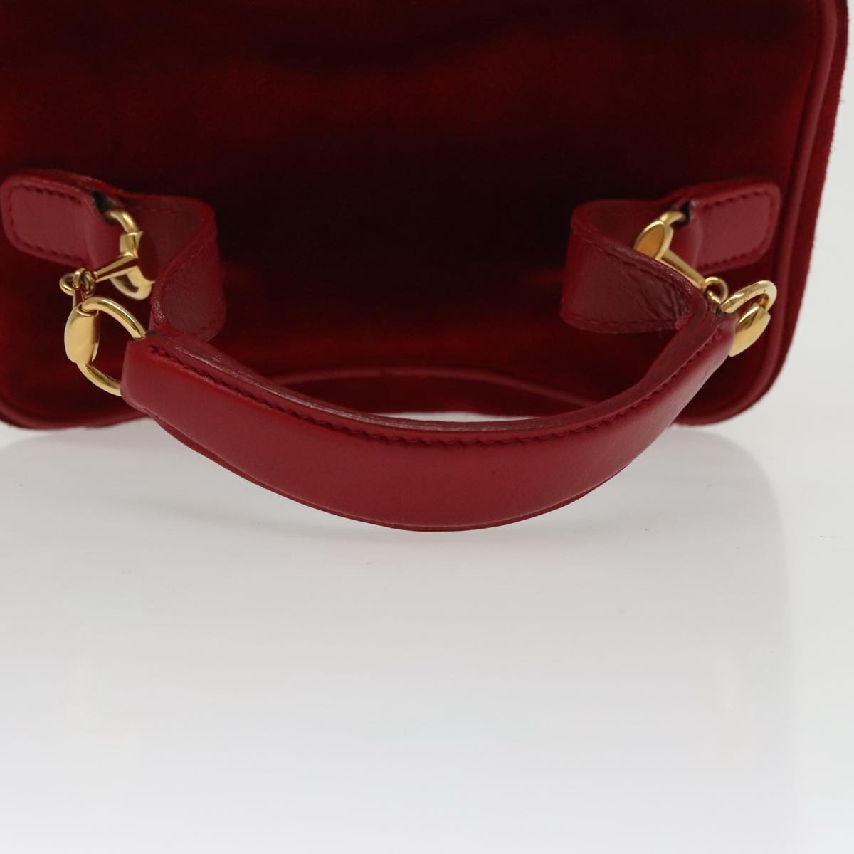 GUCCI Vanity Pouch Suede Red Gold mr635