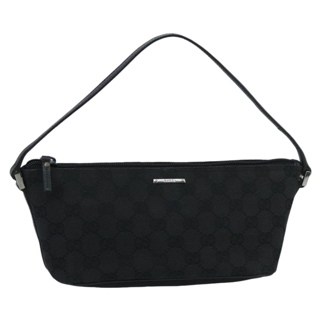 GUCCI GG Canvas Accessory Pouch Black Silver 07198 mr638