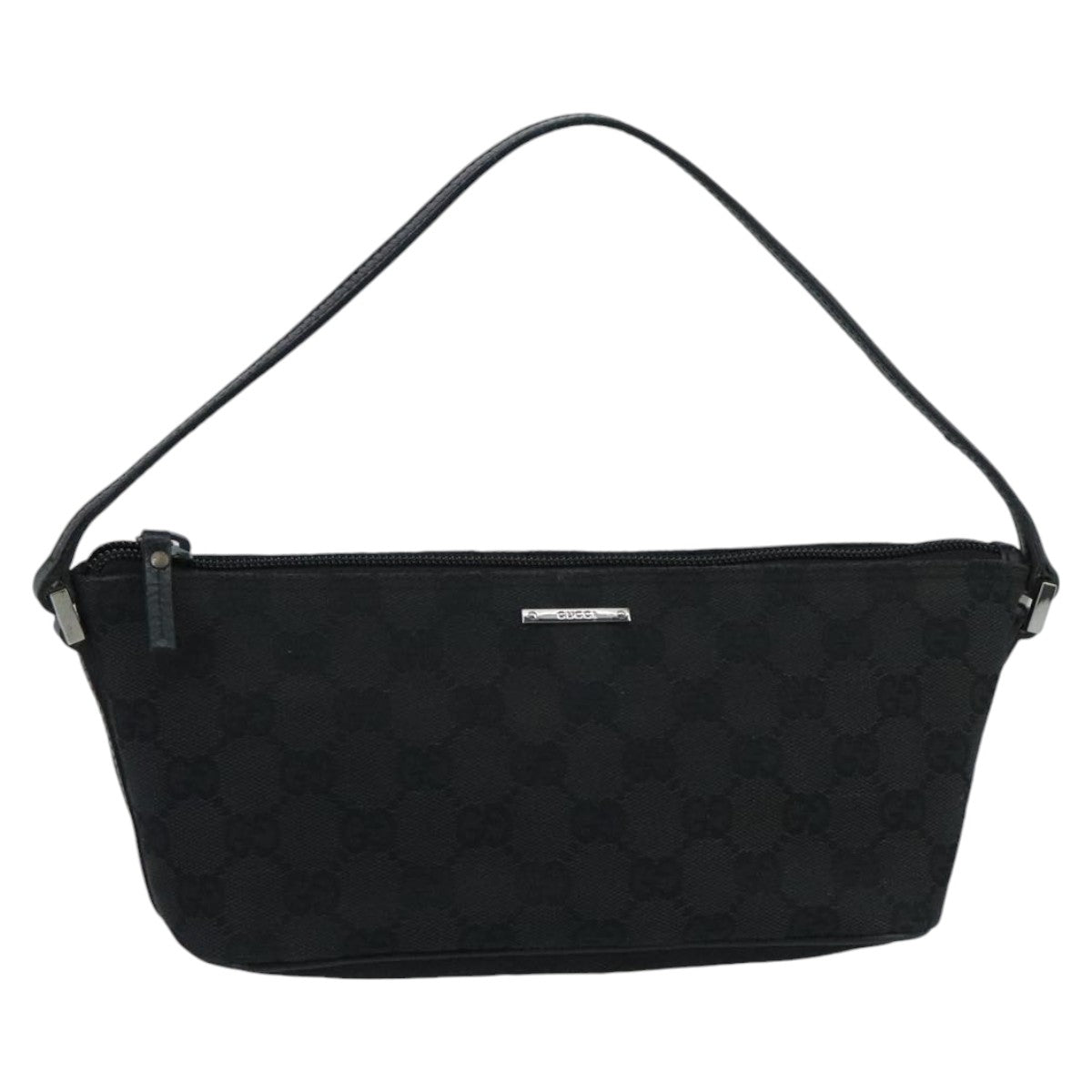 GUCCI GG Canvas Accessory Pouch Black Silver 07198 mr638