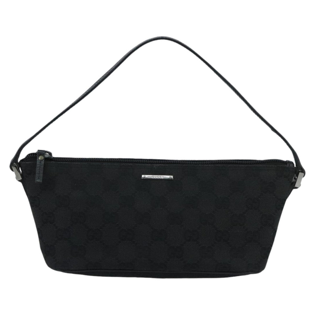 GUCCI GG Canvas Accessory Pouch Black Silver 07198 mr638