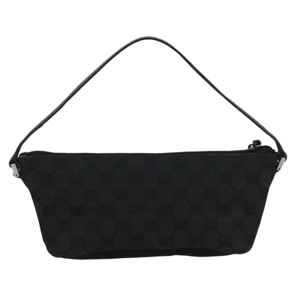GUCCI GG Canvas Accessory Pouch Black Silver 07198 mr638