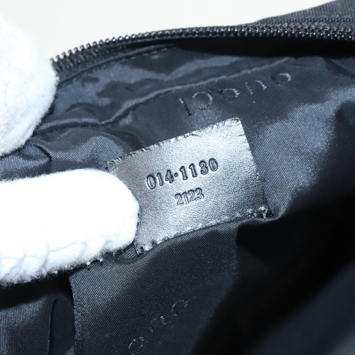 GUCCI Clutch Bag Nylon Black Silver mr639