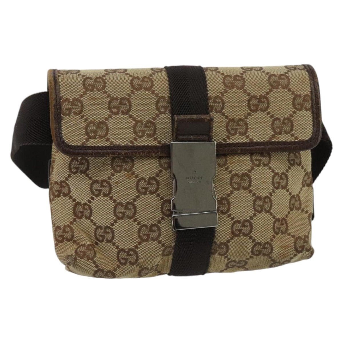 GUCCI GG Canvas Waist bag Beige Silver mr648