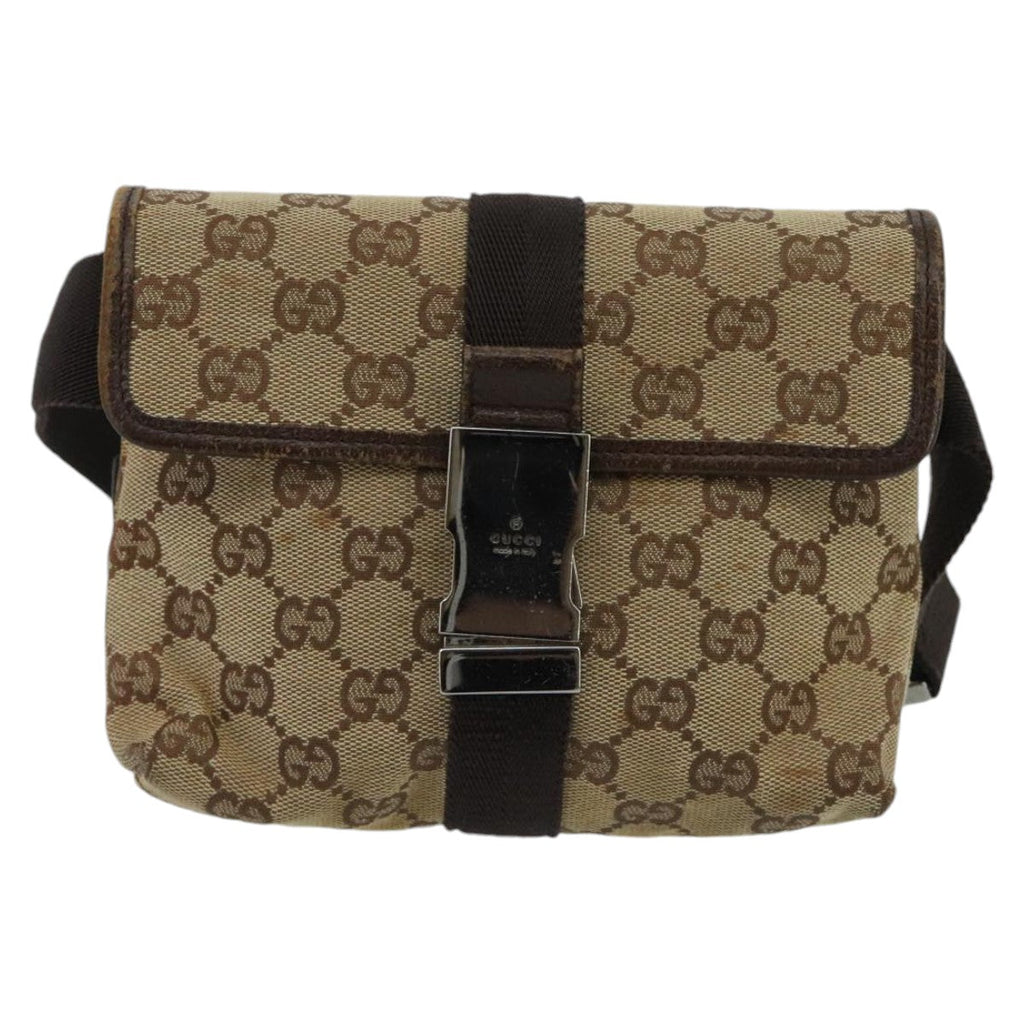 GUCCI GG Canvas Waist bag Beige Silver mr648