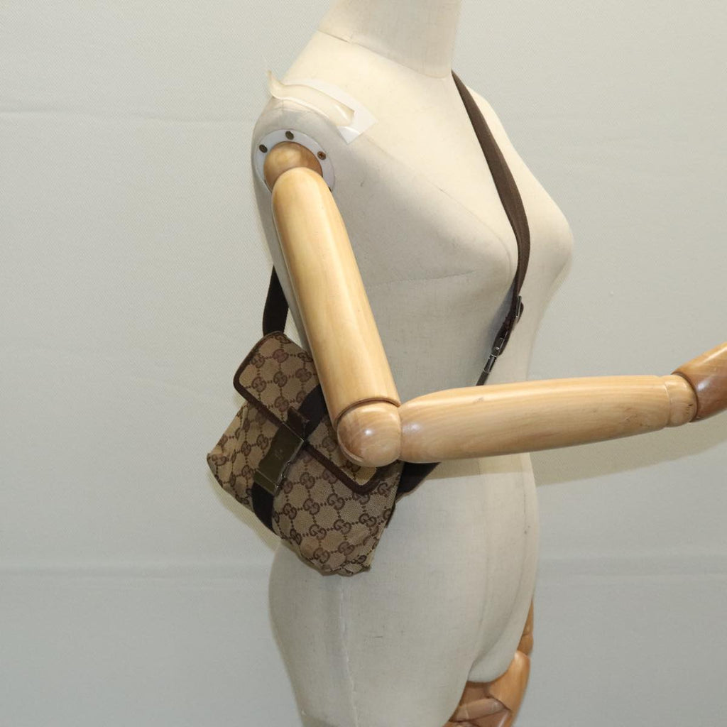 GUCCI GG Canvas Waist bag Beige Silver mr648