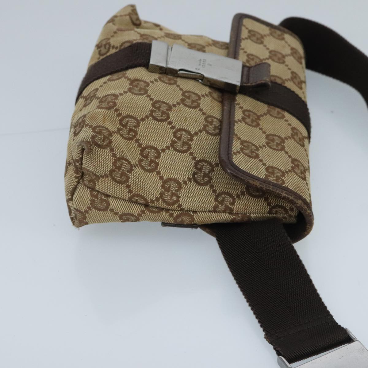 GUCCI GG Canvas Waist bag Beige Silver mr648