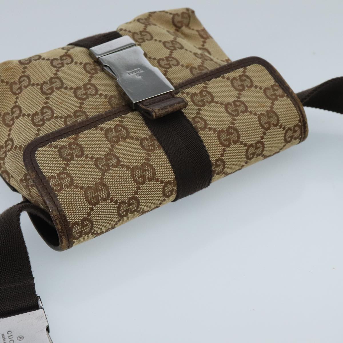 GUCCI GG Canvas Waist bag Beige Silver mr648