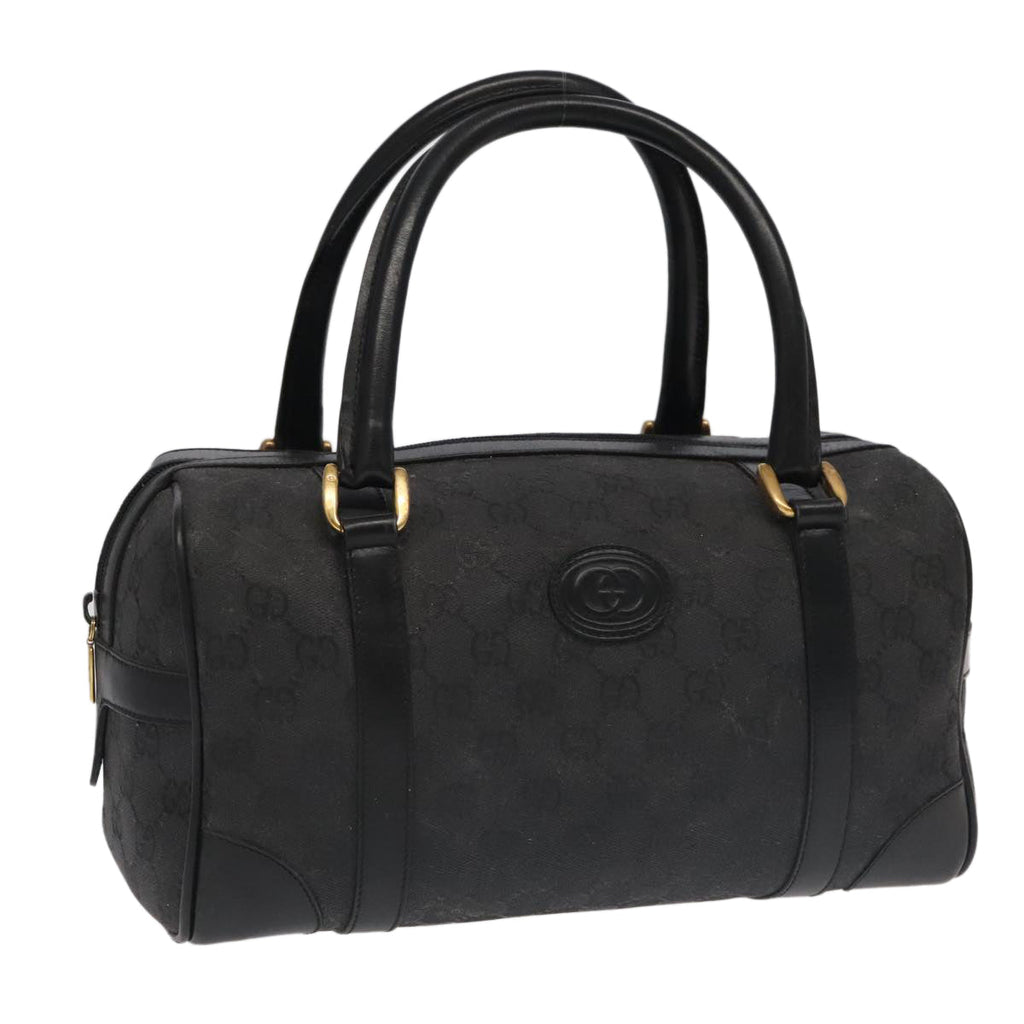GUCCI GG Canvas Hand Bag Black Gold mr650
