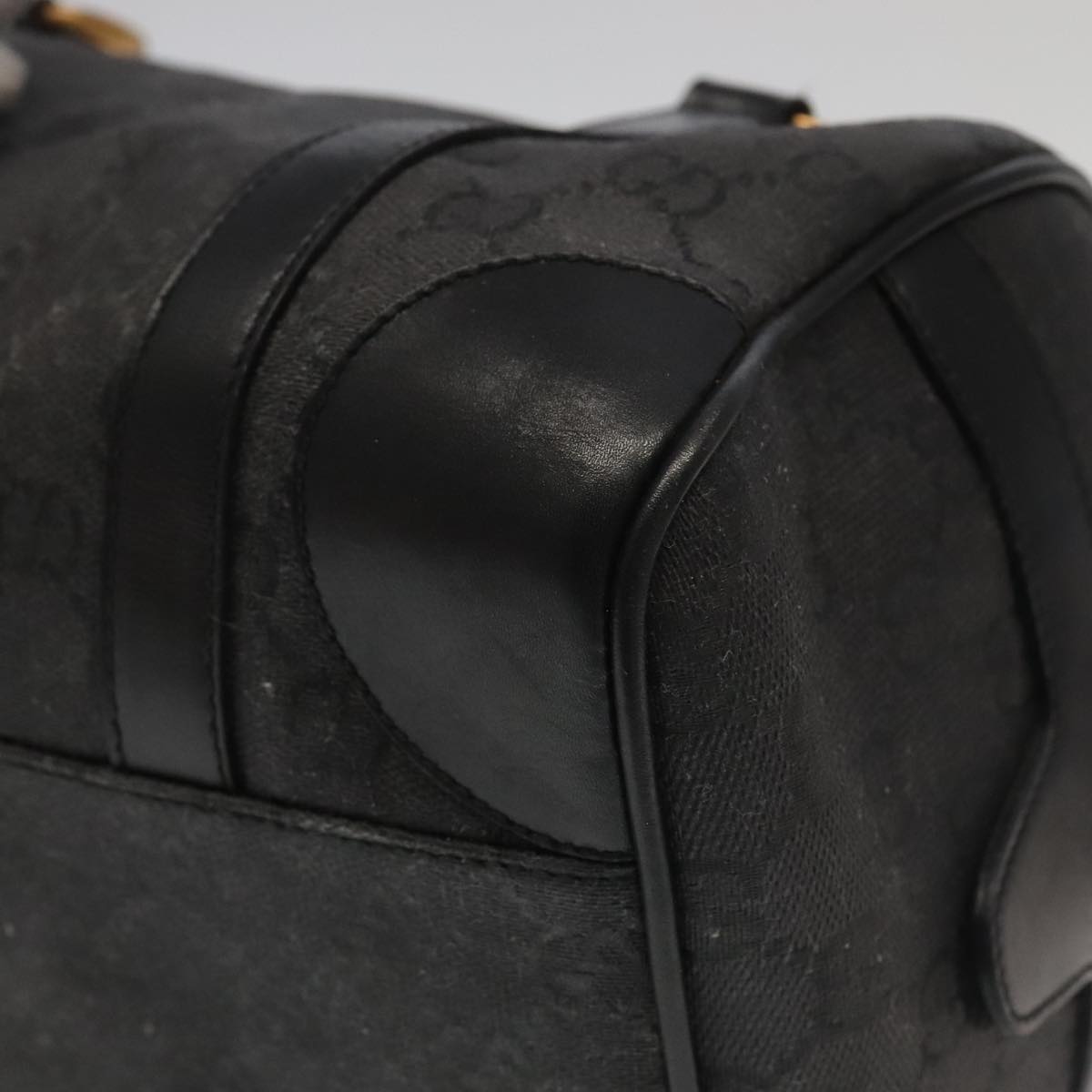 GUCCI GG Canvas Hand Bag Black Gold mr650