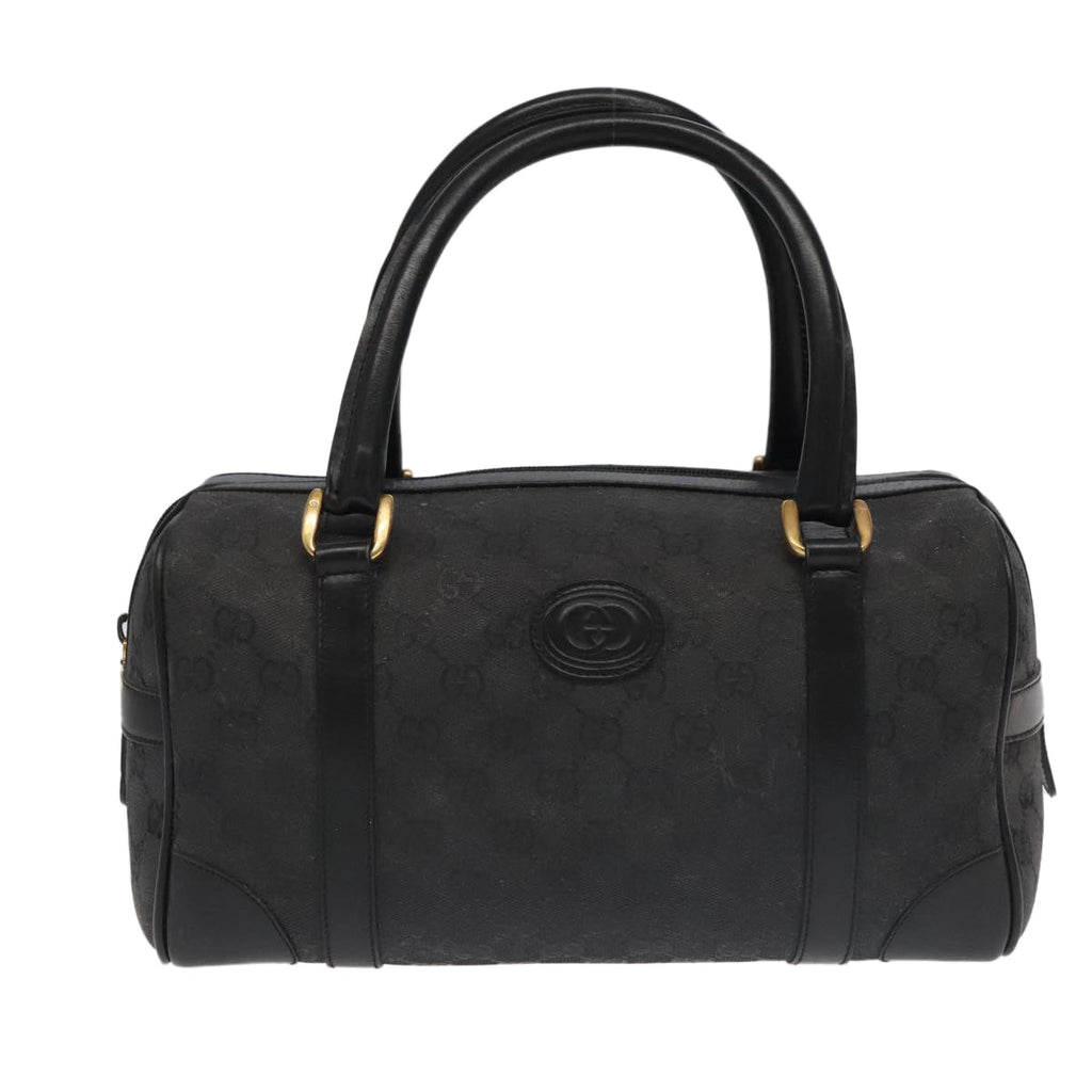 GUCCI GG Canvas Hand Bag Black Gold mr650