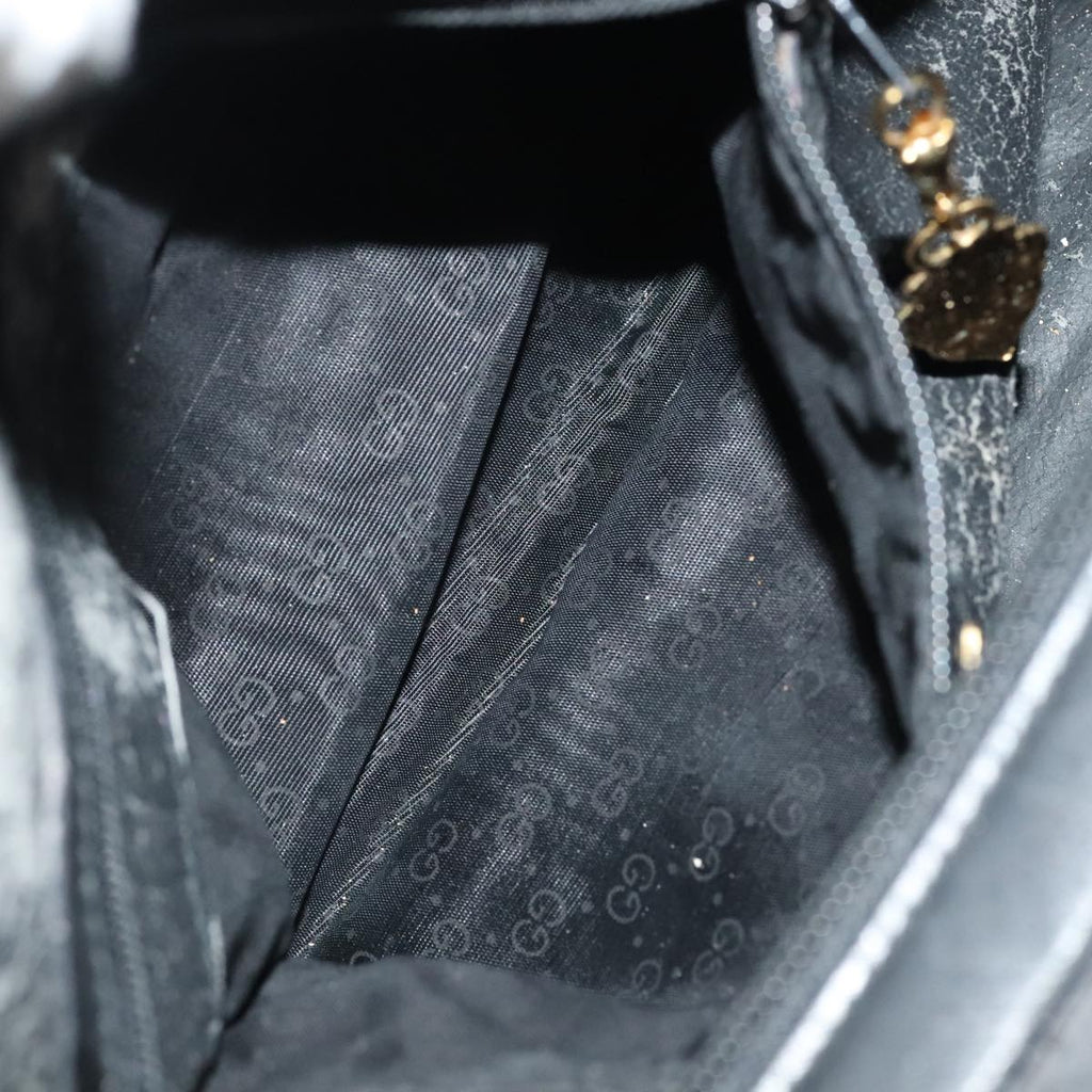 GUCCI GG Canvas Hand Bag Black Gold mr650