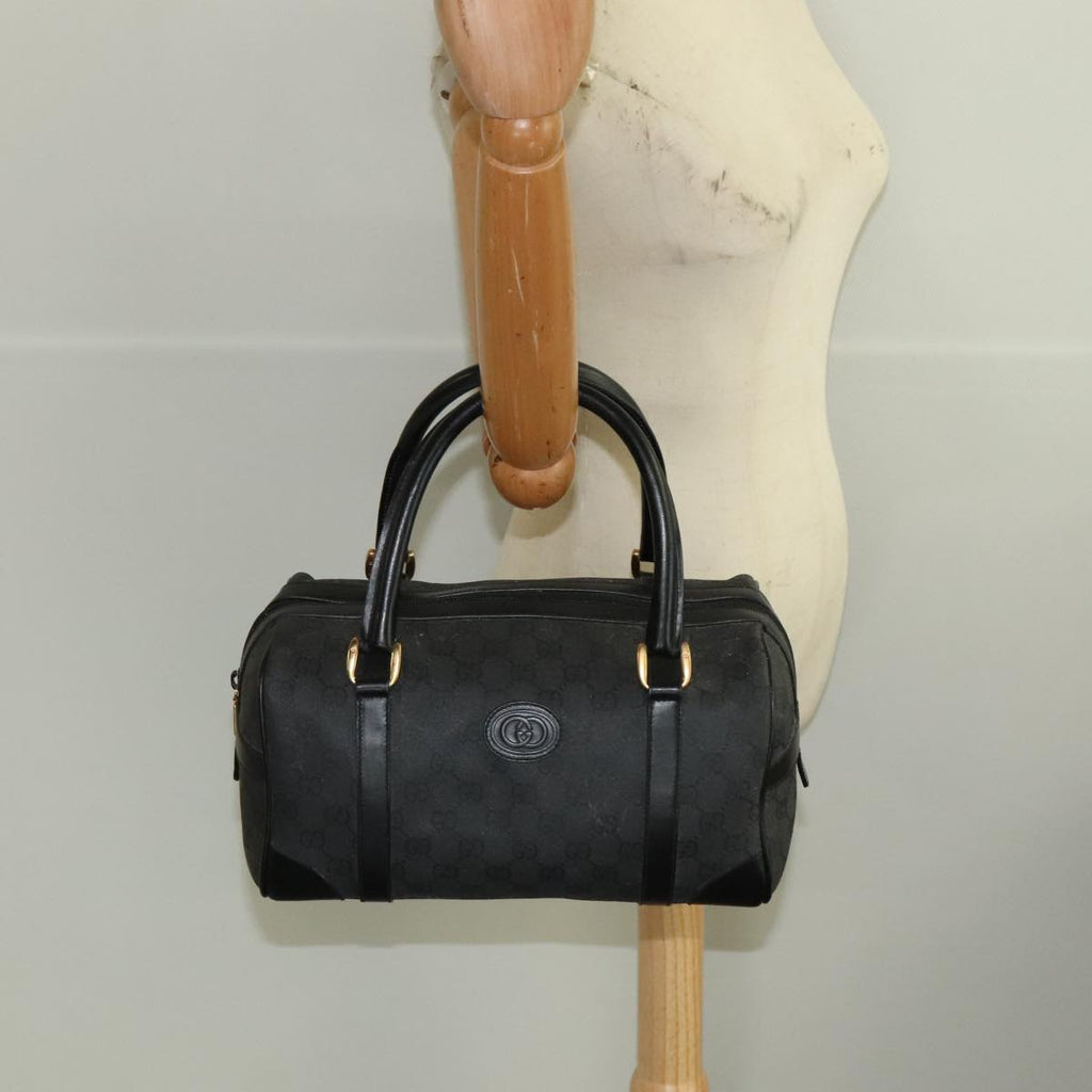 GUCCI GG Canvas Hand Bag Black Gold mr650