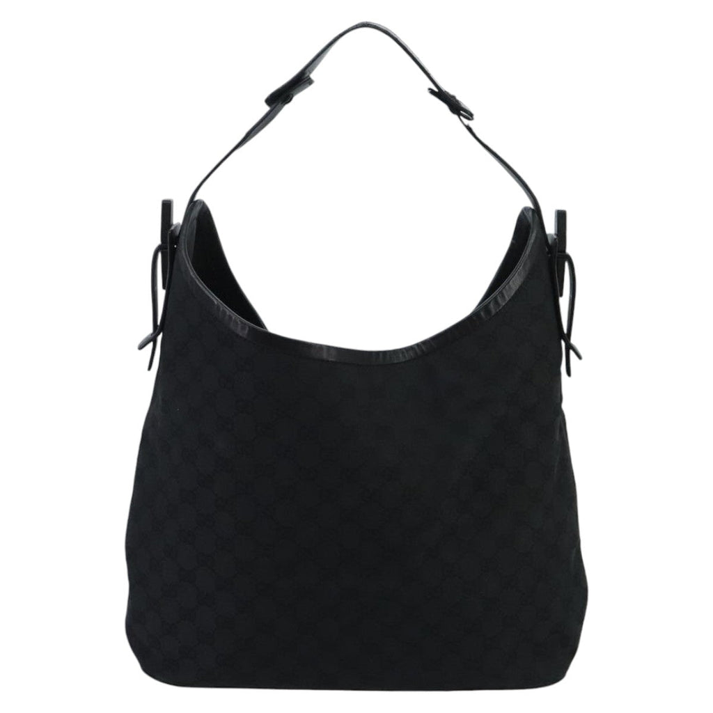 GUCCI GG Canvas Hand Bag Black Silver mr651