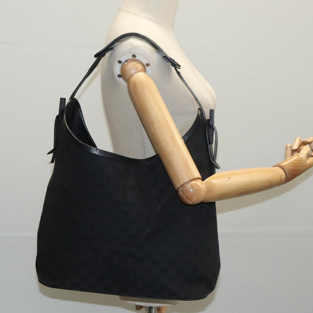GUCCI GG Canvas Hand Bag Black Silver mr651