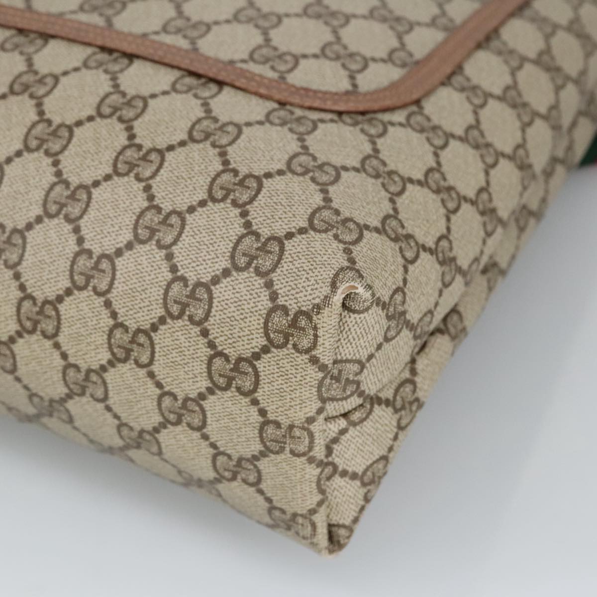 GUCCI GG Supreme Web Sherry Line Tote Bag PVC Beige Red 39 02 003 mr666