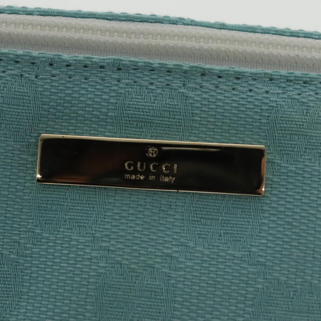 GUCCI GG Canvas Accessory Pouch Light Blue Gold mr670