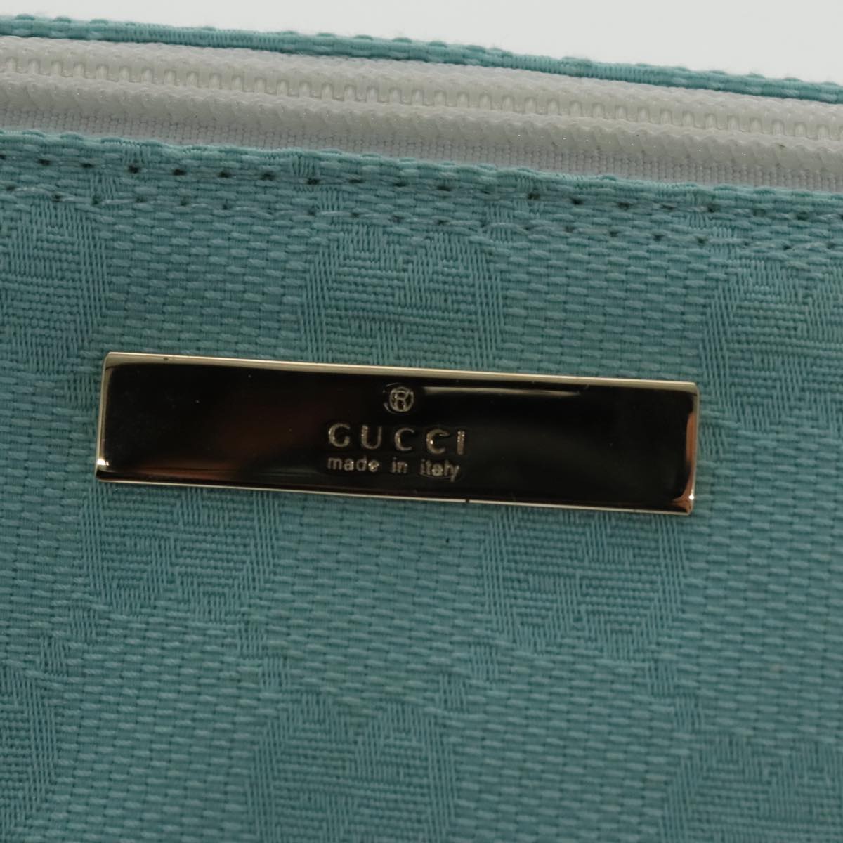 GUCCI GG Canvas Accessory Pouch Light Blue Gold mr670