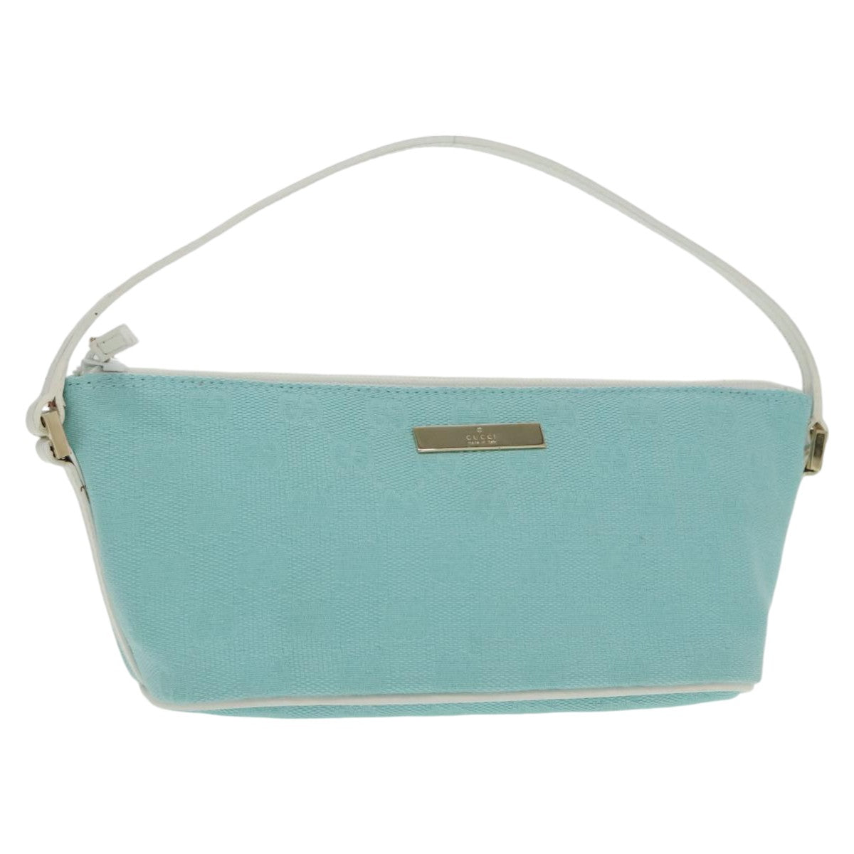 GUCCI GG Canvas Accessory Pouch Light Blue Gold mr670