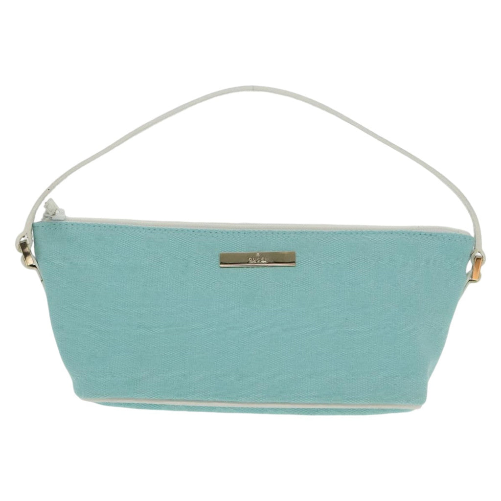 GUCCI GG Canvas Accessory Pouch Light Blue Gold mr670