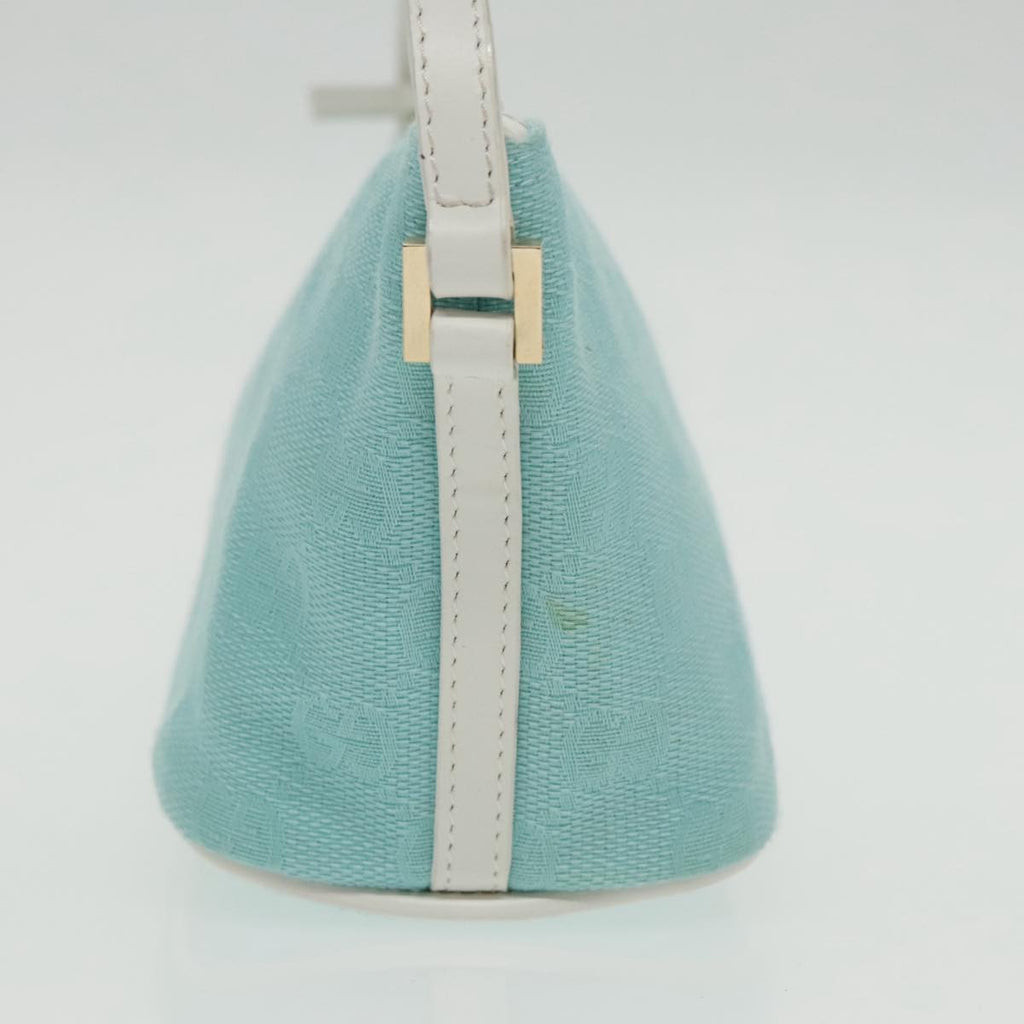 GUCCI GG Canvas Accessory Pouch Light Blue Gold mr670
