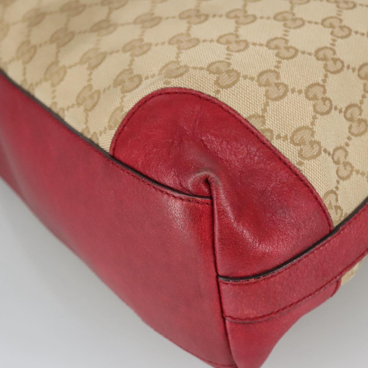 GUCCI GG Canvas Hand Bag 2way Beige Red mr710