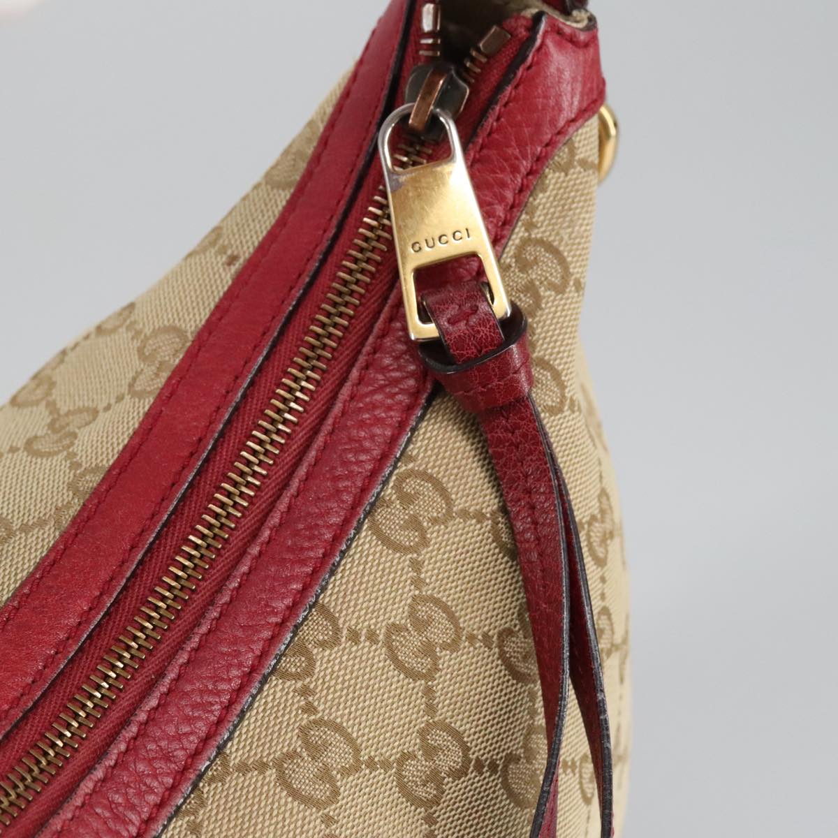 GUCCI GG Canvas Hand Bag 2way Beige Red mr710