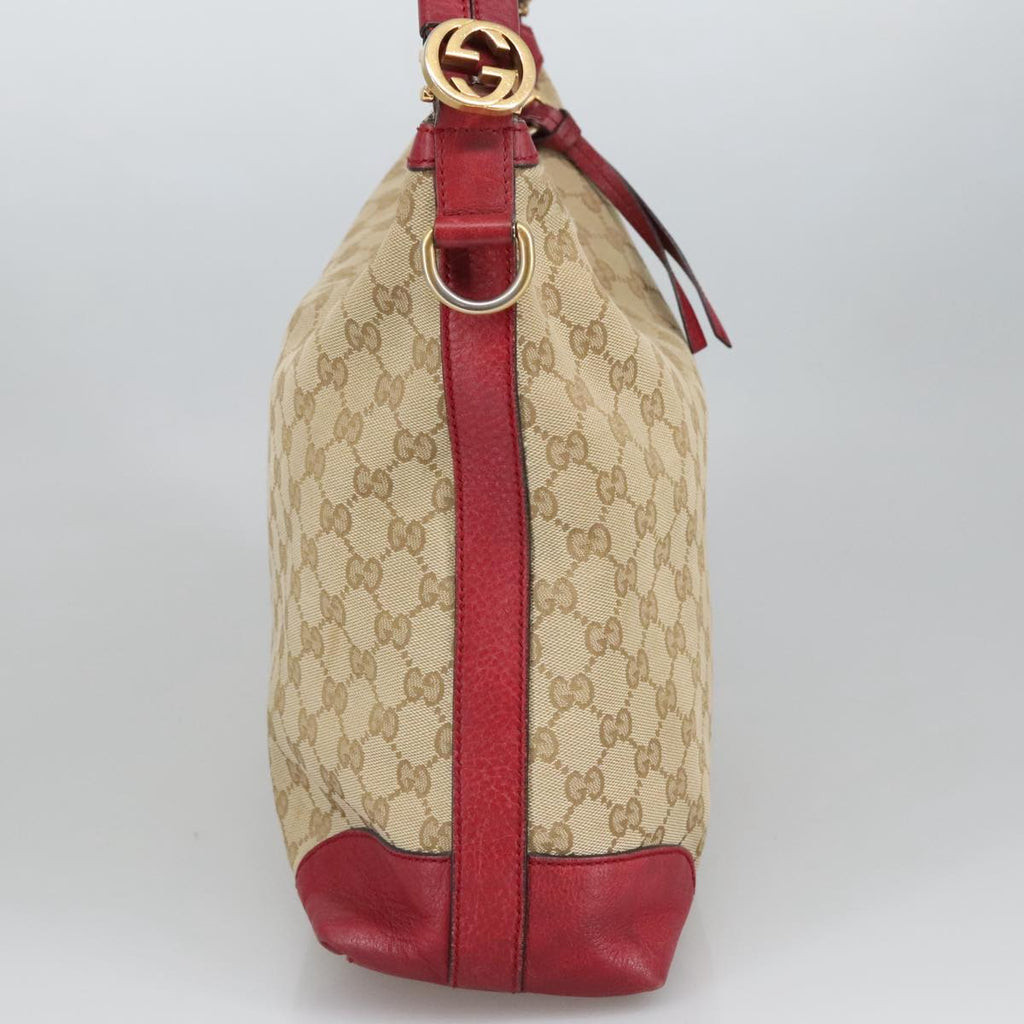GUCCI GG Canvas Hand Bag 2way Beige Red mr710