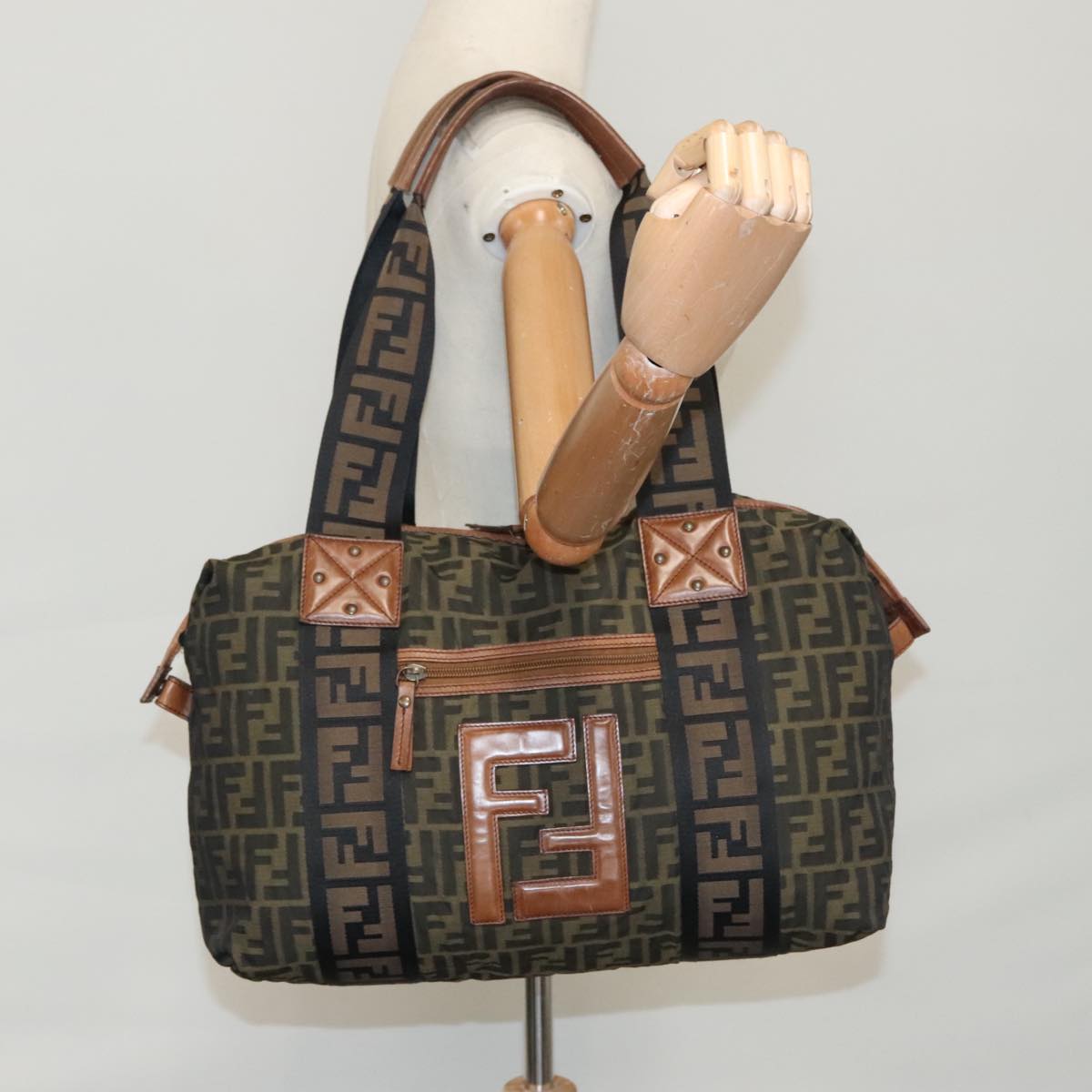 FENDI Zucca Canvas Tote Bag Brown Black mr739