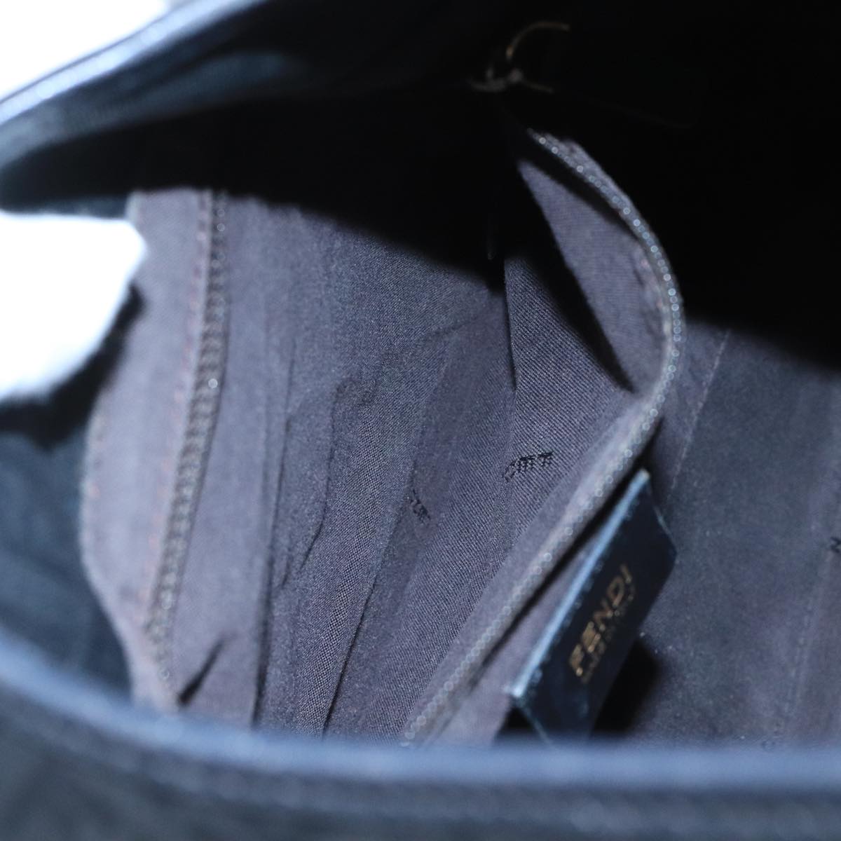 FENDI Zucchino Canvas Shoulder Bag Black mr746