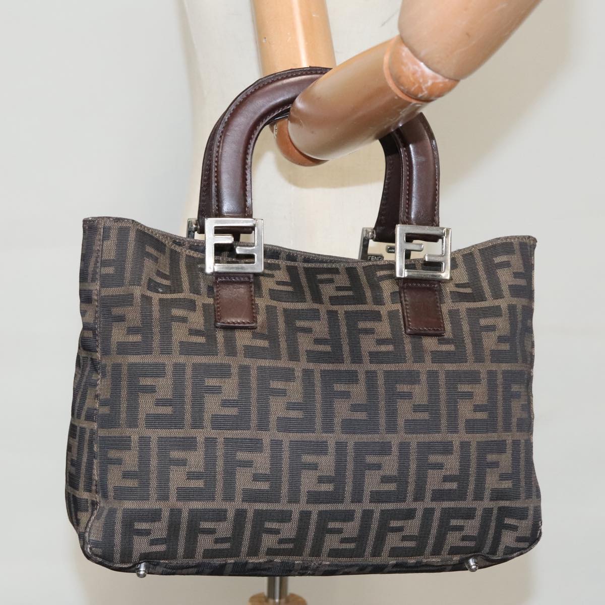 FENDI Zucca Canvas Tote Bag Brown Black mr764