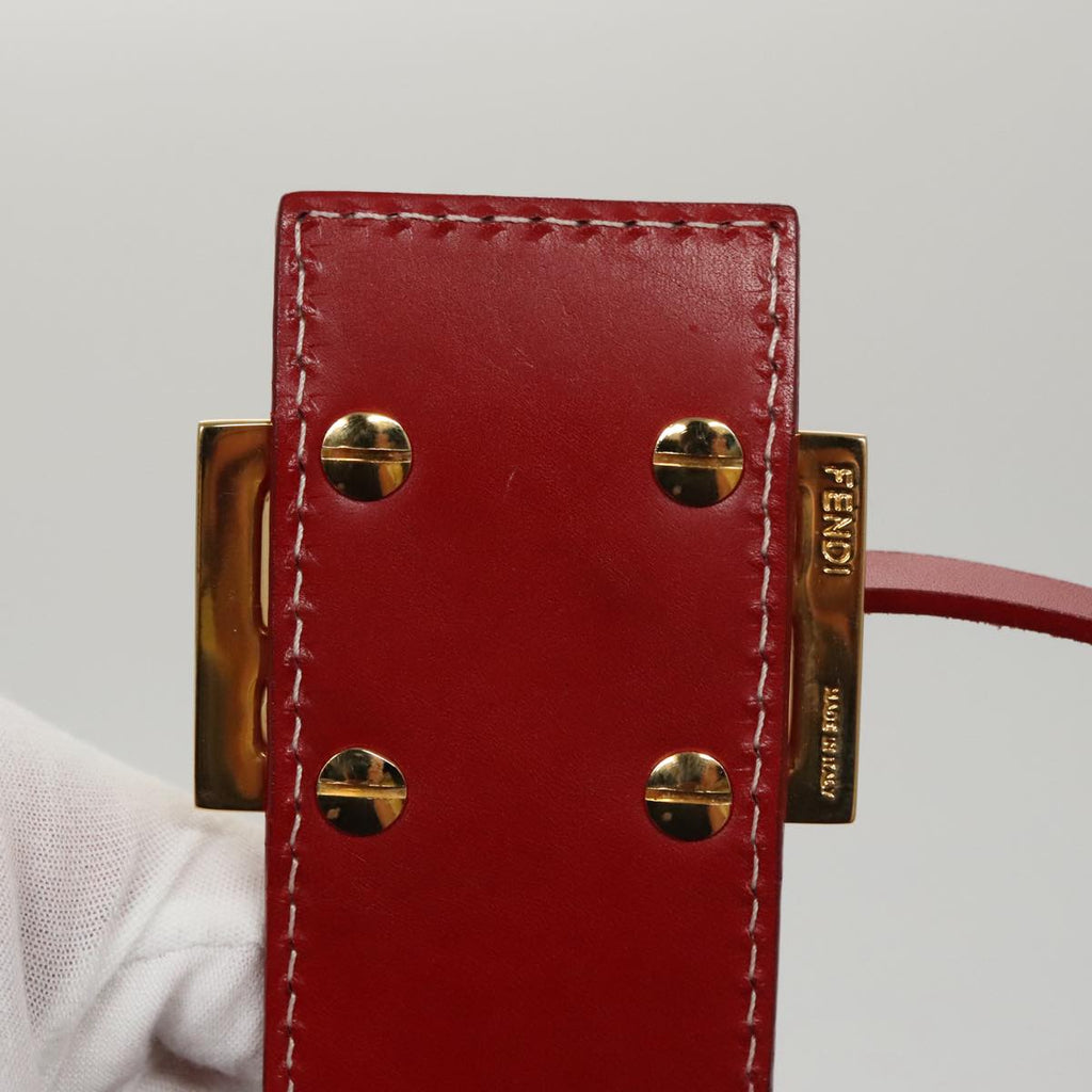 FENDI Zucchino Canvas Shoulder Bag Red Gold mr834A