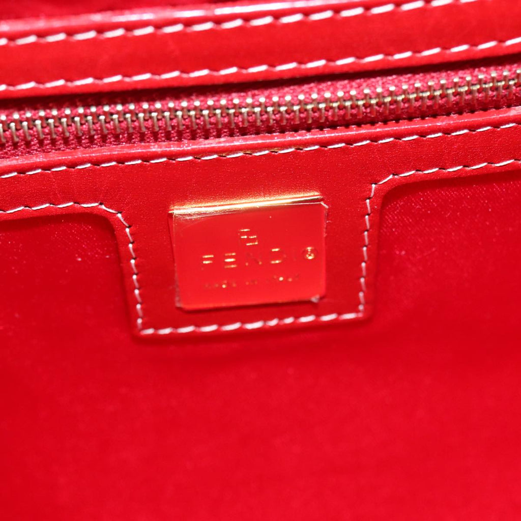 FENDI Zucchino Canvas Shoulder Bag Red Gold mr834A