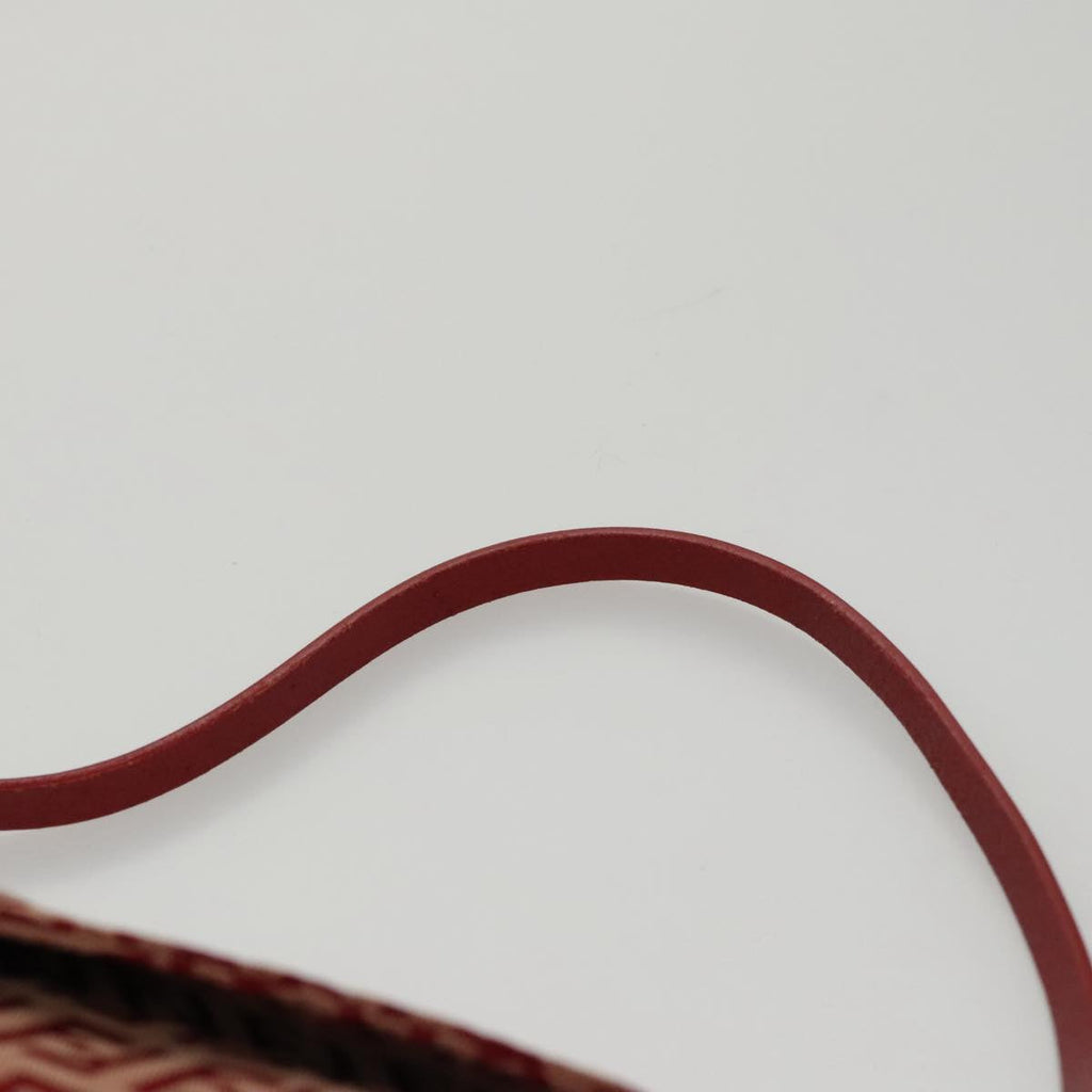 FENDI Zucchino Canvas Shoulder Bag Red Gold mr834A
