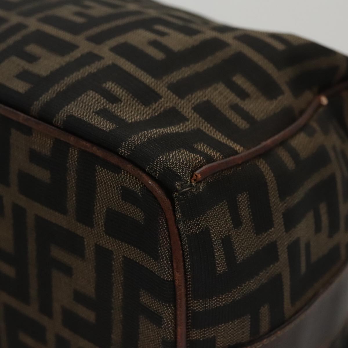 FENDI Zucca Canvas Vanity Pouch Brown Black mr871