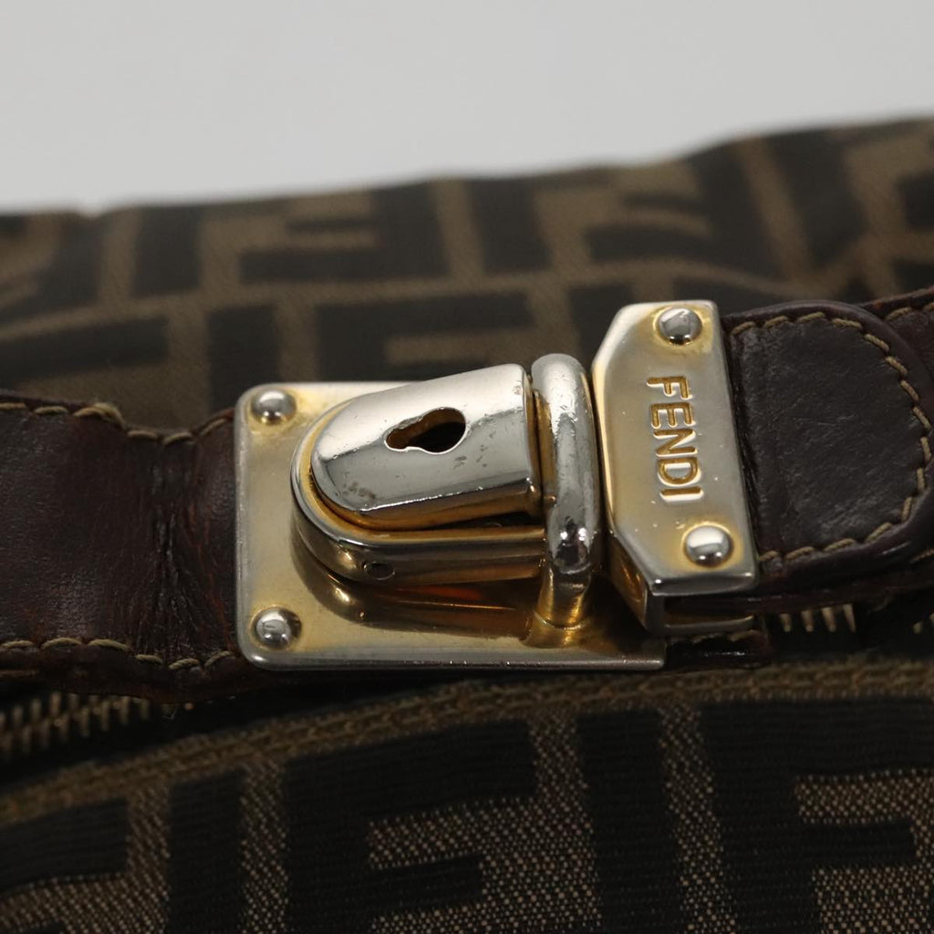 FENDI Zucca Canvas Vanity Pouch Brown Black mr871