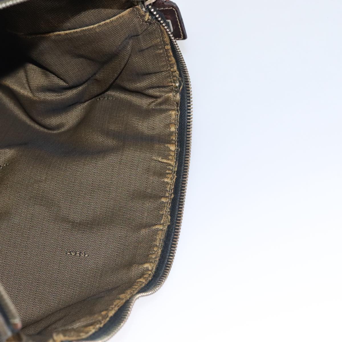 FENDI Zucca Canvas Vanity Pouch Brown Black mr871
