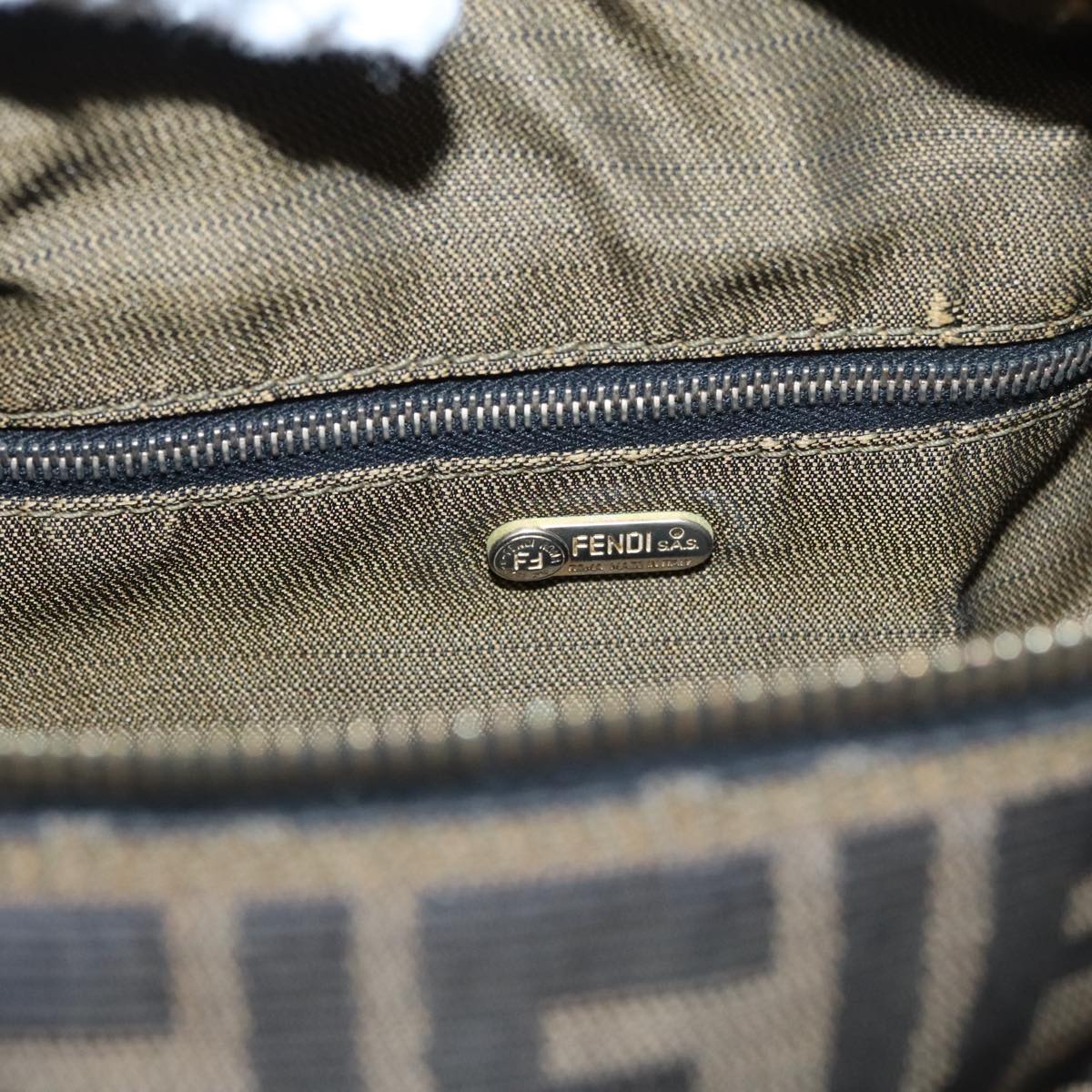 FENDI Zucca Canvas Vanity Pouch Brown Black mr871