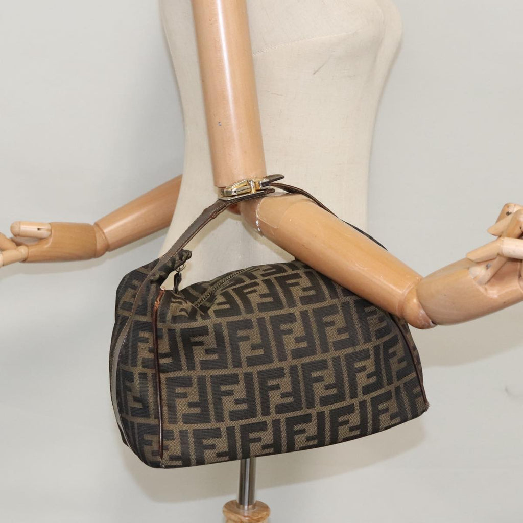 FENDI Zucca Canvas Vanity Pouch Brown Black mr871