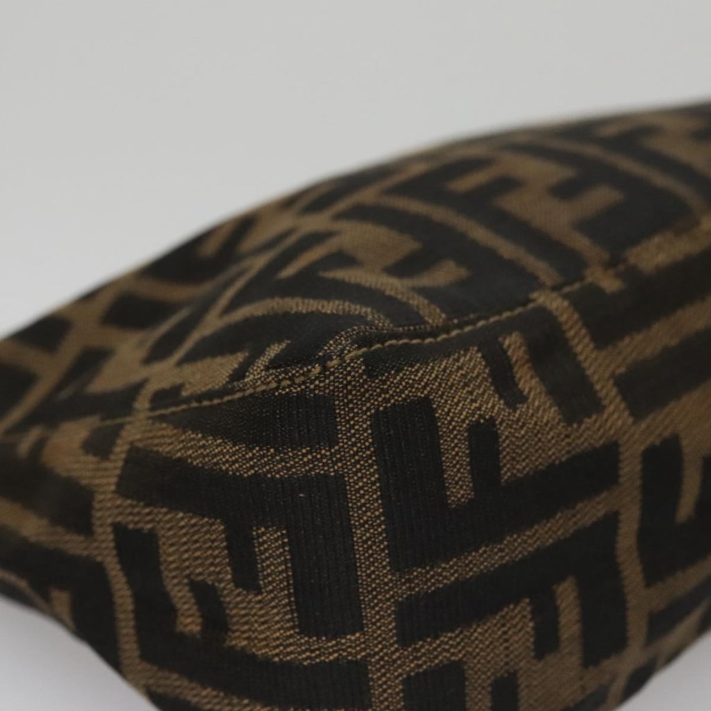 FENDI Zucca Canvas Accessory Pouch Brown Black gold mr873