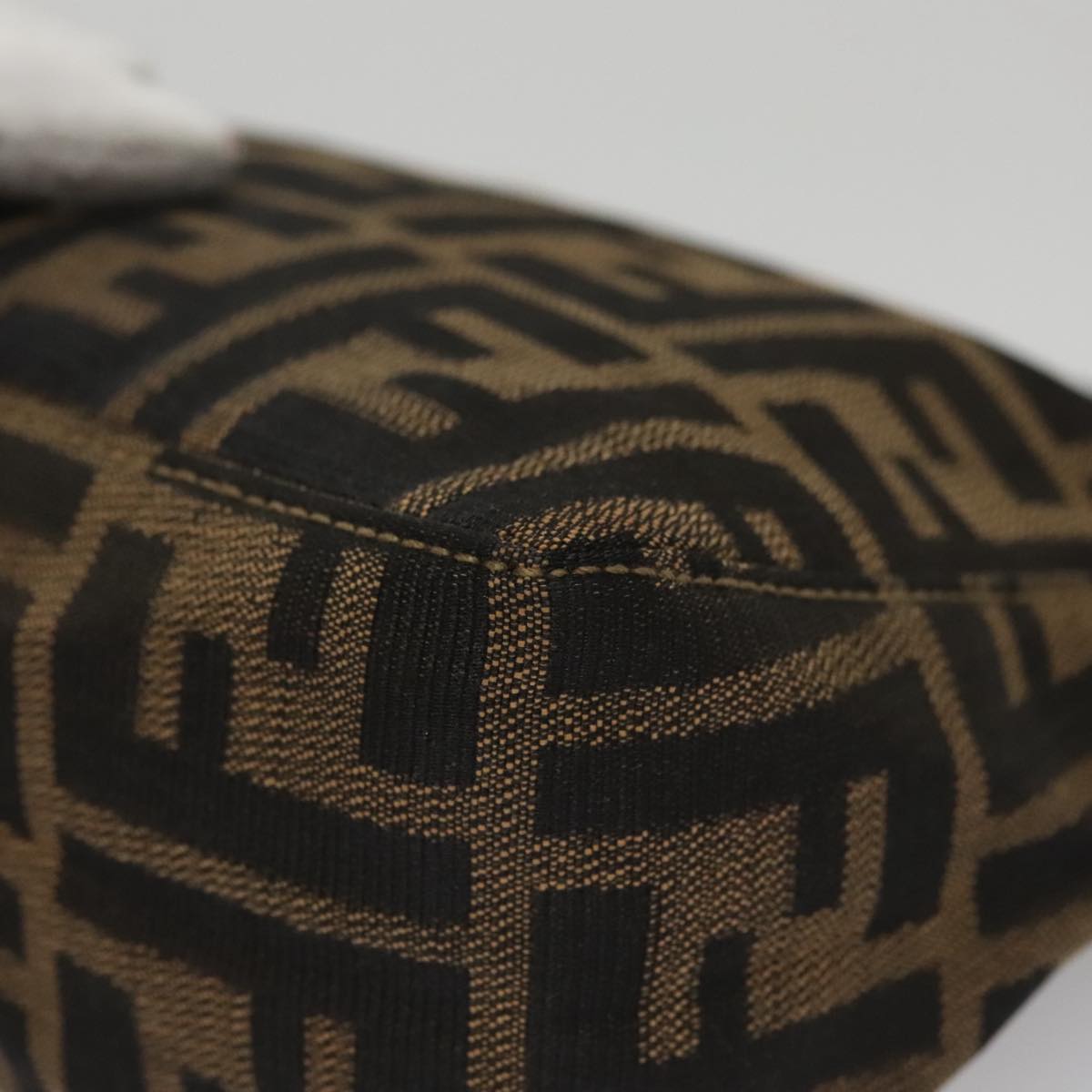 FENDI Zucca Canvas Accessory Pouch Brown Black gold mr873