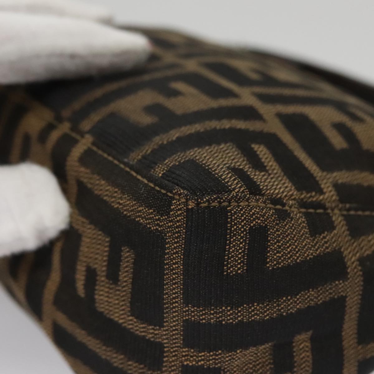 FENDI Zucca Canvas Accessory Pouch Brown Black gold mr873
