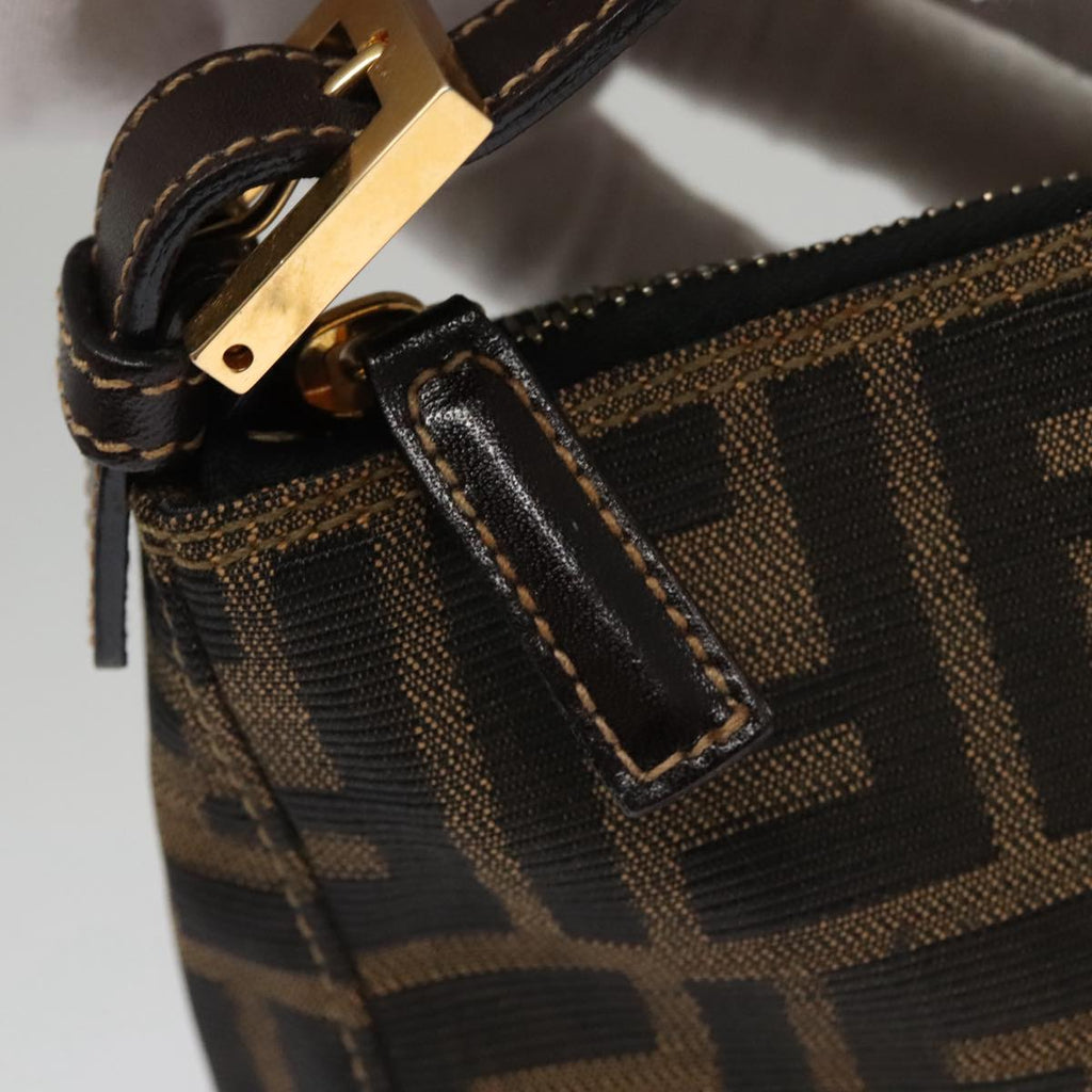 FENDI Zucca Canvas Accessory Pouch Brown Black gold mr873