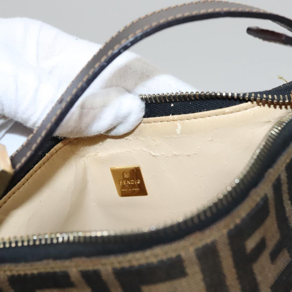 FENDI Zucca Canvas Accessory Pouch Brown Black gold mr873