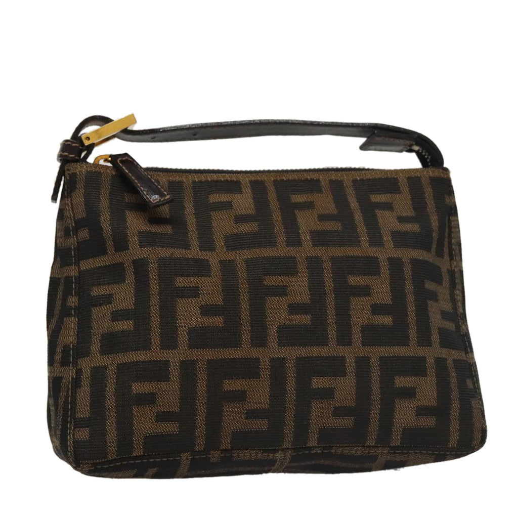 FENDI Zucca Canvas Accessory Pouch Brown Black gold mr873