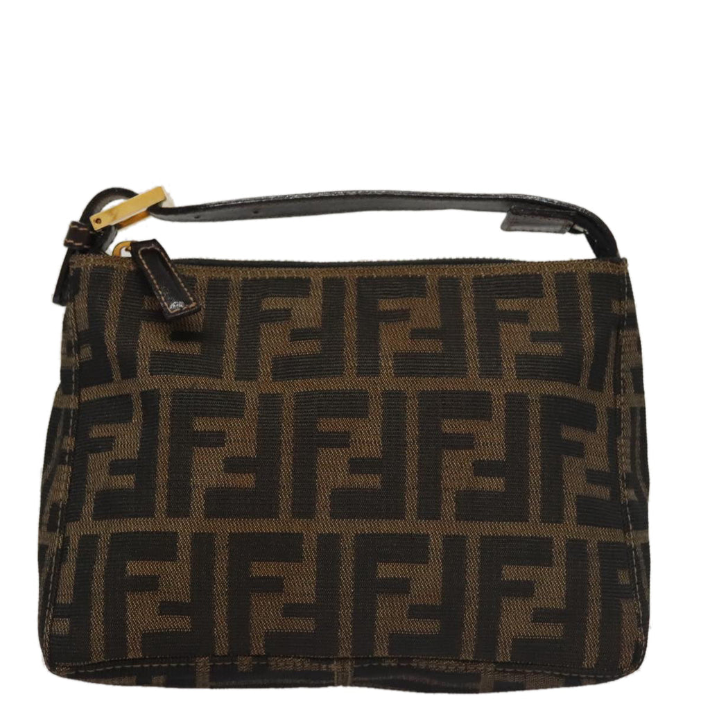 FENDI Zucca Canvas Accessory Pouch Brown Black gold mr873