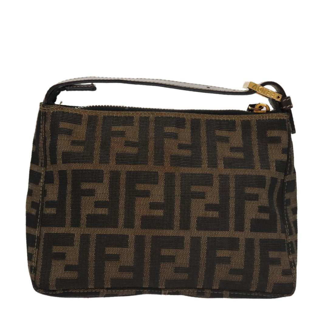 FENDI Zucca Canvas Accessory Pouch Brown Black gold mr873