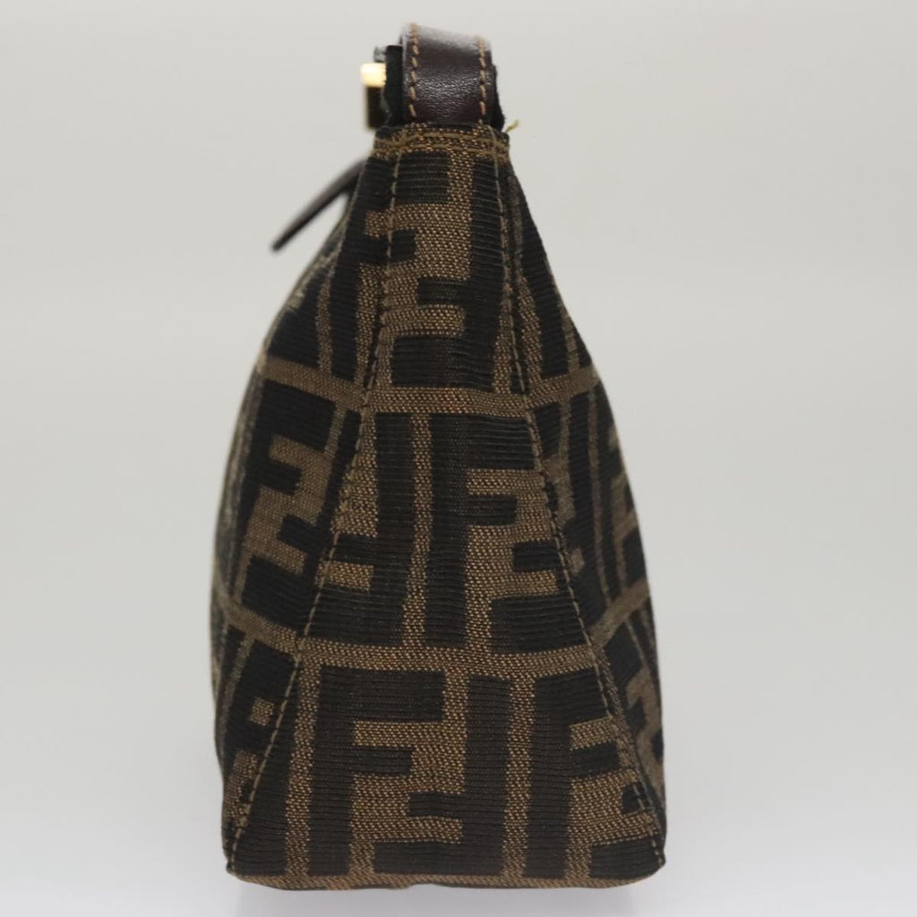 FENDI Zucca Canvas Accessory Pouch Brown Black gold mr873