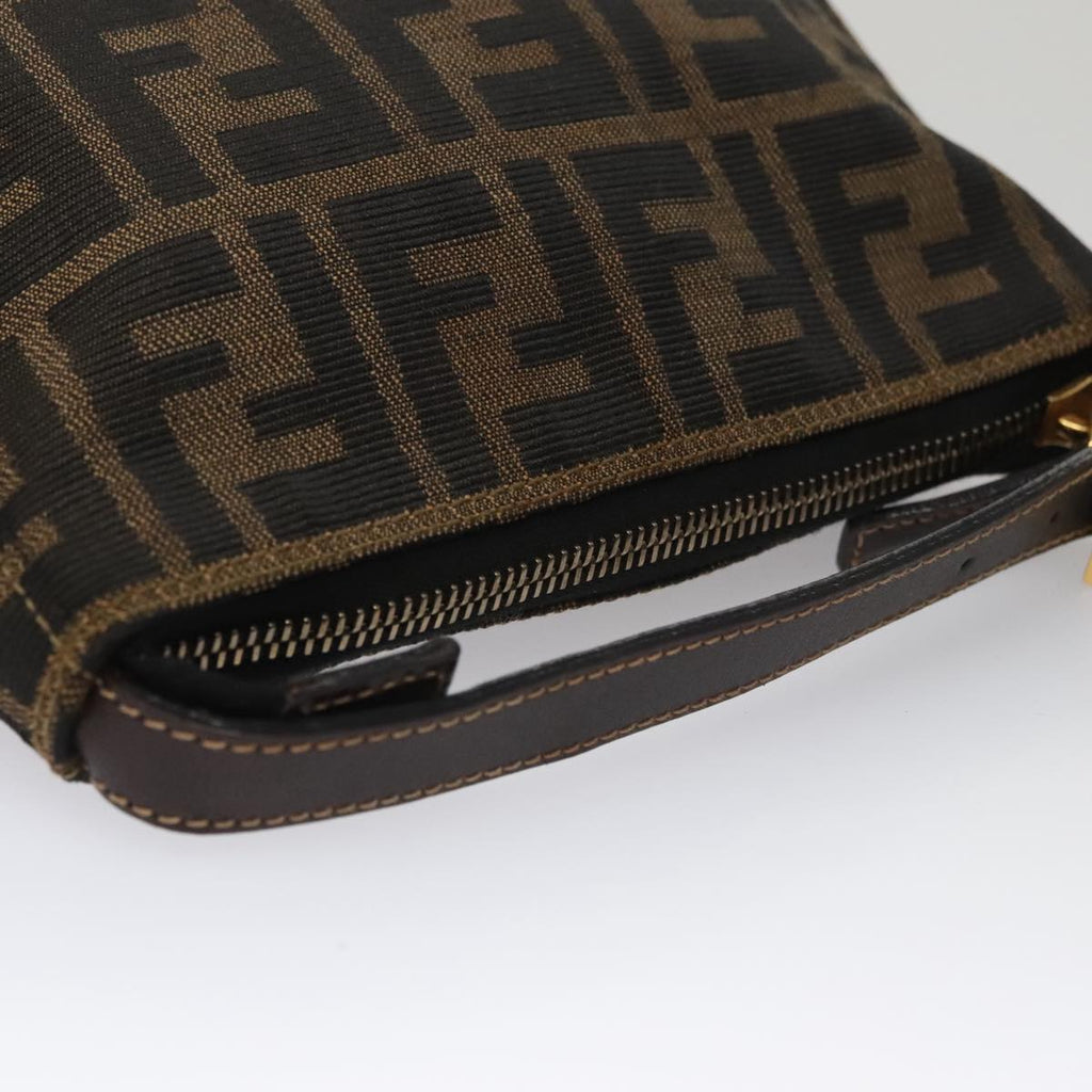 FENDI Zucca Canvas Accessory Pouch Brown Black gold mr873
